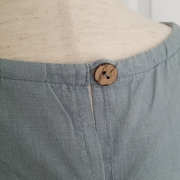 EUC - Light Blue "Mint Gray" Linen Smock Dress - Picture 6 of 11